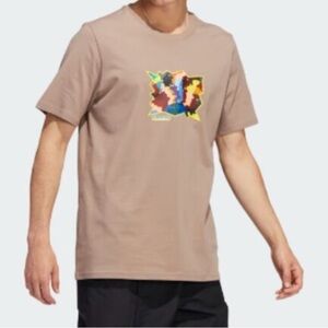 ADIDAS Mettz World Peeps Short Sleeve Tee Men's Size 2XL Tan‎ Graphic Print